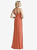 Front View Thumbnail - Terracotta Copper Shirred Sash Cowl-Back Chiffon Trumpet Gown