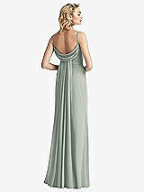 Front View Thumbnail - Willow Green Shirred Sash Cowl-Back Chiffon Trumpet Gown