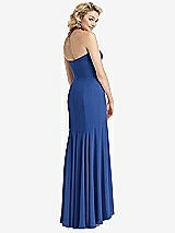 Rear View Thumbnail - Classic Blue Strapless Sheer Crepe High-Low Dress