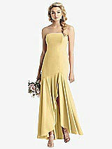 Front View Thumbnail - Buttercup Strapless Sheer Crepe High-Low Dress