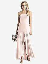 Front View Thumbnail - Blush Strapless Sheer Crepe High-Low Dress