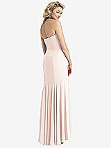 Rear View Thumbnail - Blush Strapless Sheer Crepe High-Low Dress