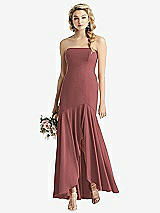 Front View Thumbnail - English Rose Strapless Sheer Crepe High-Low Dress
