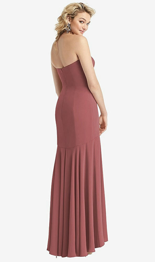 Back View - English Rose Strapless Sheer Crepe High-Low Dress