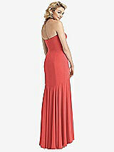Rear View Thumbnail - Perfect Coral Strapless Sheer Crepe High-Low Dress