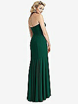 Rear View Thumbnail - Hunter Green Strapless Sheer Crepe High-Low Dress
