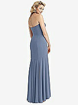 Rear View Thumbnail - Larkspur Blue Strapless Sheer Crepe High-Low Dress