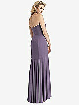 Rear View Thumbnail - Lavender Strapless Sheer Crepe High-Low Dress