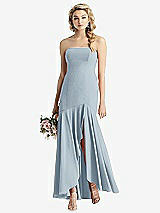 Front View Thumbnail - Mist Strapless Sheer Crepe High-Low Dress