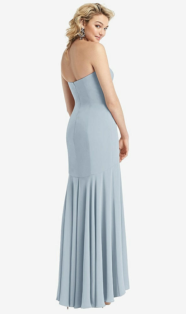 Back View - Mist Strapless Sheer Crepe High-Low Dress