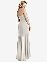 Rear View Thumbnail - Oyster Strapless Sheer Crepe High-Low Dress