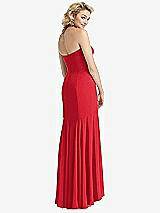 Rear View Thumbnail - Parisian Red Strapless Sheer Crepe High-Low Dress