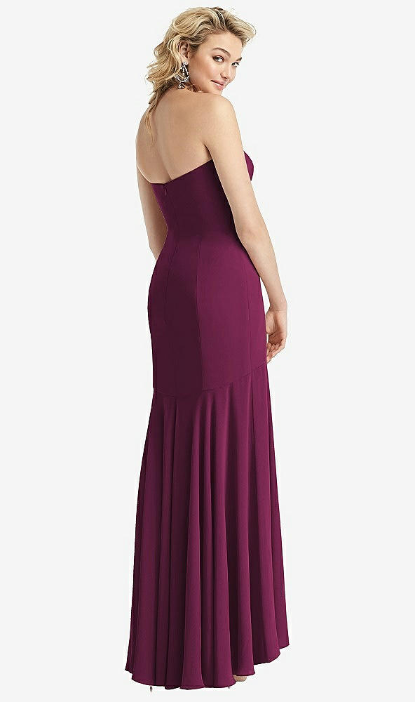 Back View - Ruby Strapless Sheer Crepe High-Low Dress