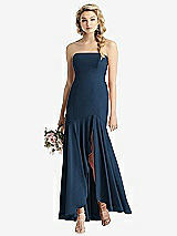 Front View Thumbnail - Sofia Blue Strapless Sheer Crepe High-Low Dress