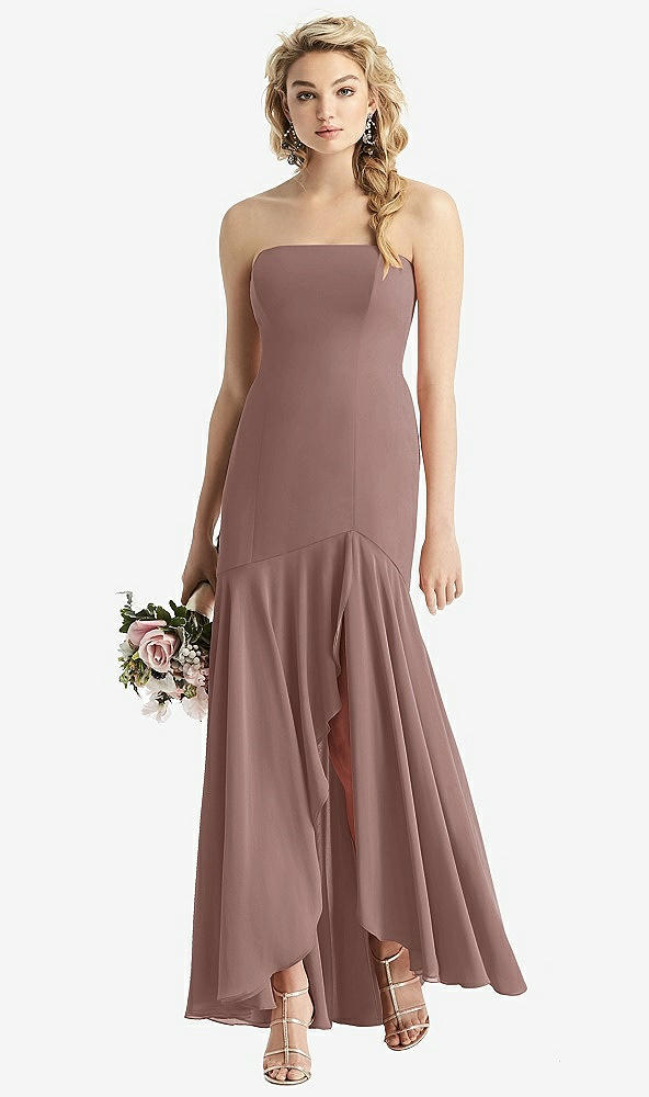 Front View - Sienna Strapless Sheer Crepe High-Low Dress