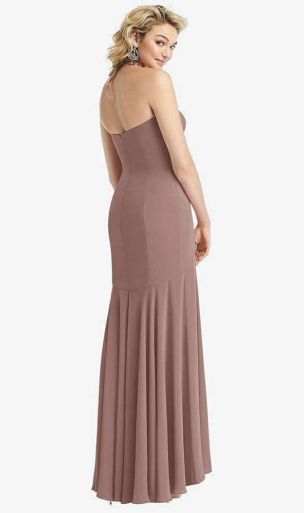 Back View - Sienna Strapless Sheer Crepe High-Low Dress