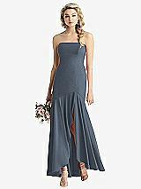Front View Thumbnail - Silverstone Strapless Sheer Crepe High-Low Dress