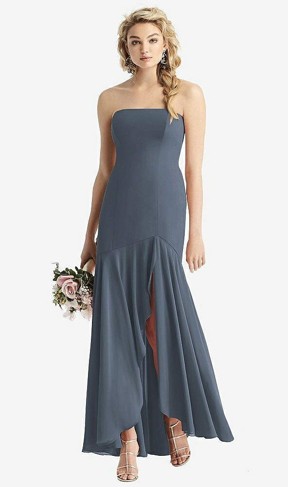 Front View - Silverstone Strapless Sheer Crepe High-Low Dress