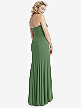 Rear View Thumbnail - Vineyard Green Strapless Sheer Crepe High-Low Dress