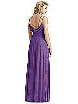 Rear View Thumbnail - Majestic Gold Shimmer Side Slit Cowl-Back Gown