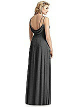 Rear View Thumbnail - Black Silver Shimmer Side Slit Cowl-Back Gown