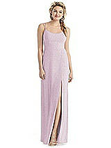 Front View Thumbnail - Suede Rose Silver Shimmer Side Slit Cowl-Back Gown