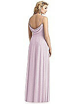 Rear View Thumbnail - Suede Rose Silver Shimmer Side Slit Cowl-Back Gown