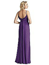 Rear View Thumbnail - Majestic Gold V-Neck Cowl-Back Shimmer Trumpet Gown