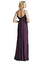 Rear View Thumbnail - Aubergine Silver V-Neck Cowl-Back Shimmer Trumpet Gown