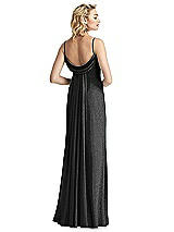Rear View Thumbnail - Black Silver V-Neck Cowl-Back Shimmer Trumpet Gown