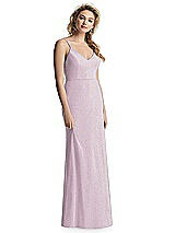Front View Thumbnail - Suede Rose Silver V-Neck Cowl-Back Shimmer Trumpet Gown