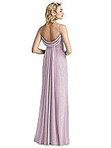 Rear View Thumbnail - Suede Rose Silver V-Neck Cowl-Back Shimmer Trumpet Gown