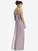Rear View Thumbnail - Lilac Dusk Draped Off-the-Shoulder Maxi Dress with Shirred Streamer