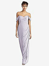 Front View Thumbnail - Moondance Draped Off-the-Shoulder Maxi Dress with Shirred Streamer