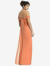 Rear View Thumbnail - Sweet Melon Draped Off-the-Shoulder Maxi Dress with Shirred Streamer
