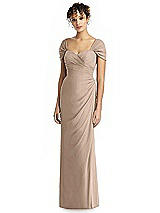 Alt View 1 Thumbnail - Topaz Draped Off-the-Shoulder Maxi Dress with Shirred Streamer