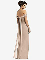 Rear View Thumbnail - Topaz Draped Off-the-Shoulder Maxi Dress with Shirred Streamer