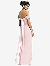 Rear View Thumbnail - Ballet Pink Draped Off-the-Shoulder Maxi Dress with Shirred Streamer
