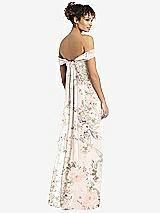 Rear View Thumbnail - Blush Garden Draped Off-the-Shoulder Maxi Dress with Shirred Streamer