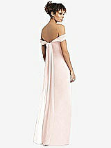 Rear View Thumbnail - Blush Draped Off-the-Shoulder Maxi Dress with Shirred Streamer
