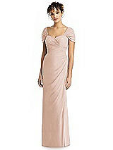 Alt View 1 Thumbnail - Cameo Draped Off-the-Shoulder Maxi Dress with Shirred Streamer