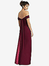 Rear View Thumbnail - Cabernet Draped Off-the-Shoulder Maxi Dress with Shirred Streamer
