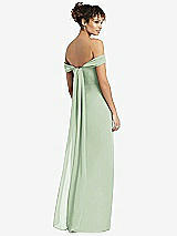 Rear View Thumbnail - Celadon Draped Off-the-Shoulder Maxi Dress with Shirred Streamer