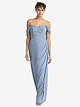 Front View Thumbnail - Cloudy Draped Off-the-Shoulder Maxi Dress with Shirred Streamer