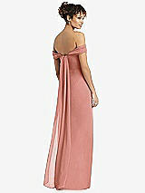 Rear View Thumbnail - Desert Rose Draped Off-the-Shoulder Maxi Dress with Shirred Streamer