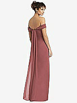 Rear View Thumbnail - English Rose Draped Off-the-Shoulder Maxi Dress with Shirred Streamer