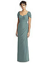 Alt View 1 Thumbnail - Icelandic Draped Off-the-Shoulder Maxi Dress with Shirred Streamer
