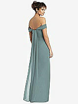 Rear View Thumbnail - Icelandic Draped Off-the-Shoulder Maxi Dress with Shirred Streamer