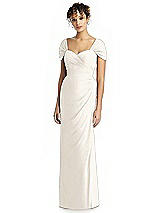 Alt View 1 Thumbnail - Ivory Draped Off-the-Shoulder Maxi Dress with Shirred Streamer