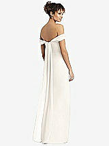 Rear View Thumbnail - Ivory Draped Off-the-Shoulder Maxi Dress with Shirred Streamer